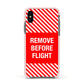 Remove Before Flight Apple iPhone Xs Impact Case Pink Edge on Black Phone