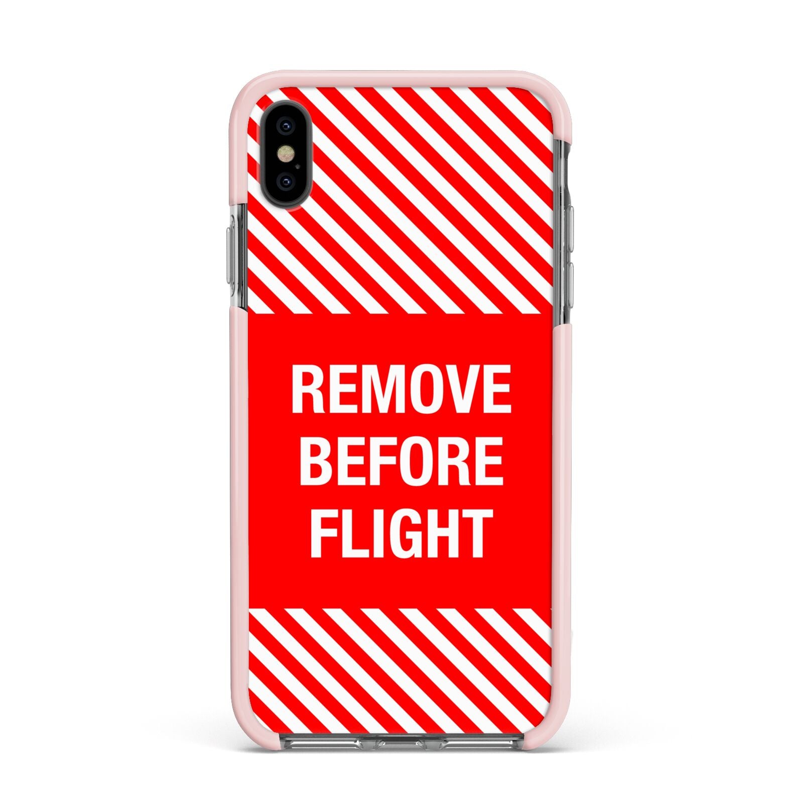 Remove Before Flight Apple iPhone Xs Max Impact Case Pink Edge on Black Phone
