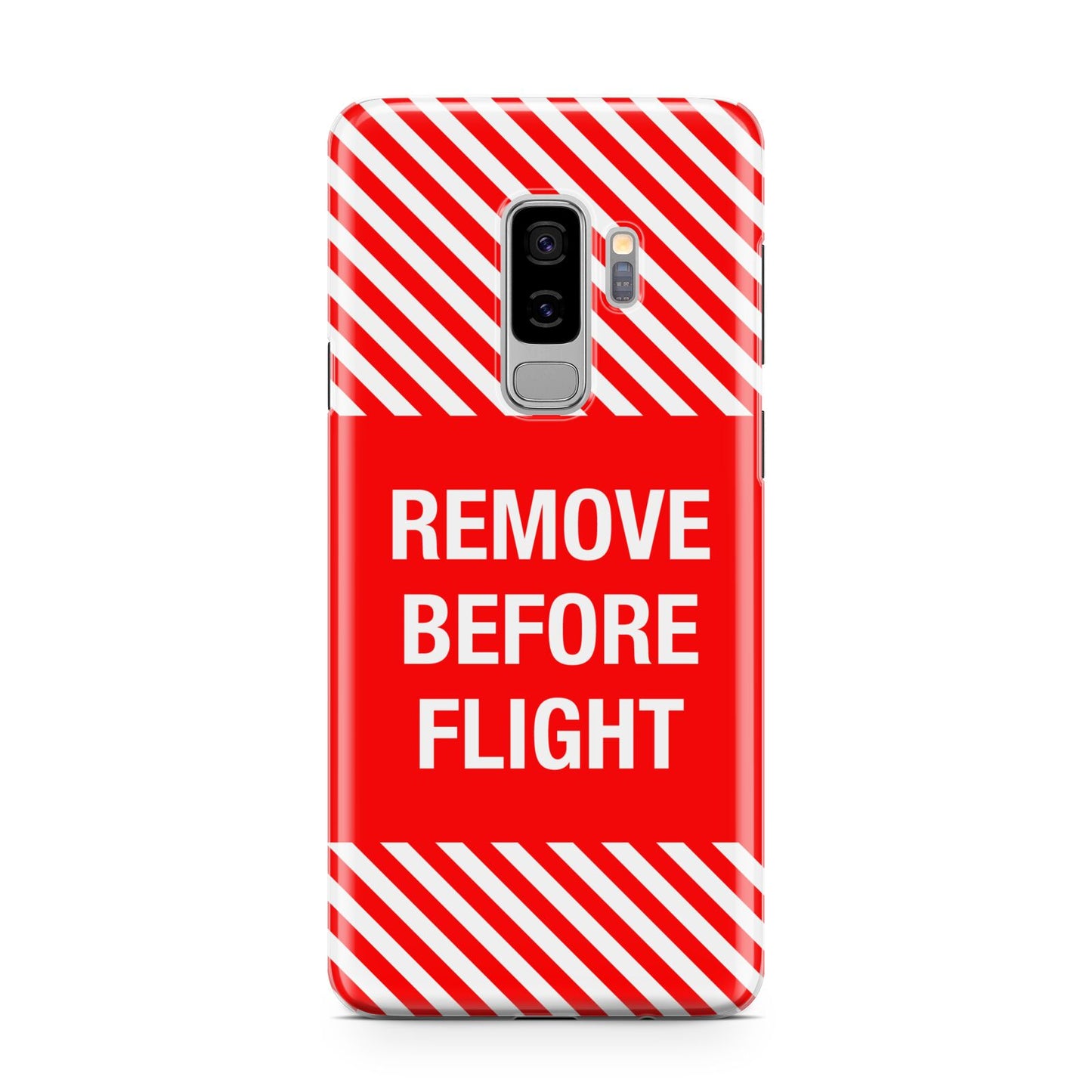 Remove Before Flight Samsung Galaxy S9 Plus Case on Silver phone
