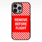 Remove Before Flight iPhone 13 Pro Black Impact Case on Silver phone