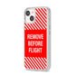 Remove Before Flight iPhone 14 Clear Tough Case Starlight Angled Image