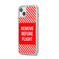 Remove Before Flight iPhone 14 Plus Clear Tough Case Starlight Angled Image