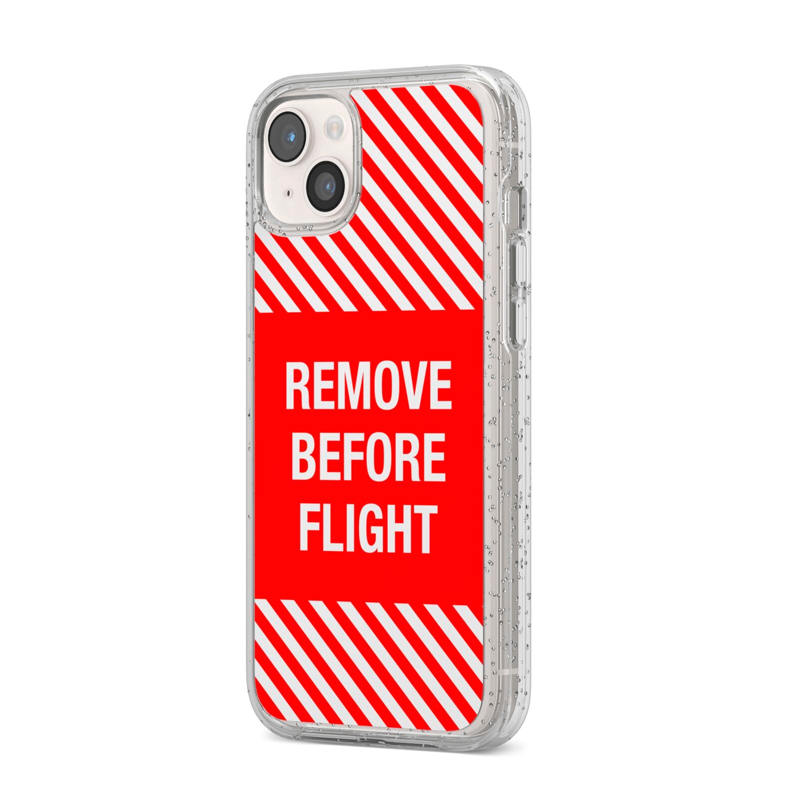 Remove Before Flight iPhone 14 Plus Glitter Tough Case Starlight Angled Image
