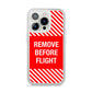 Remove Before Flight iPhone 14 Pro Clear Tough Case Silver