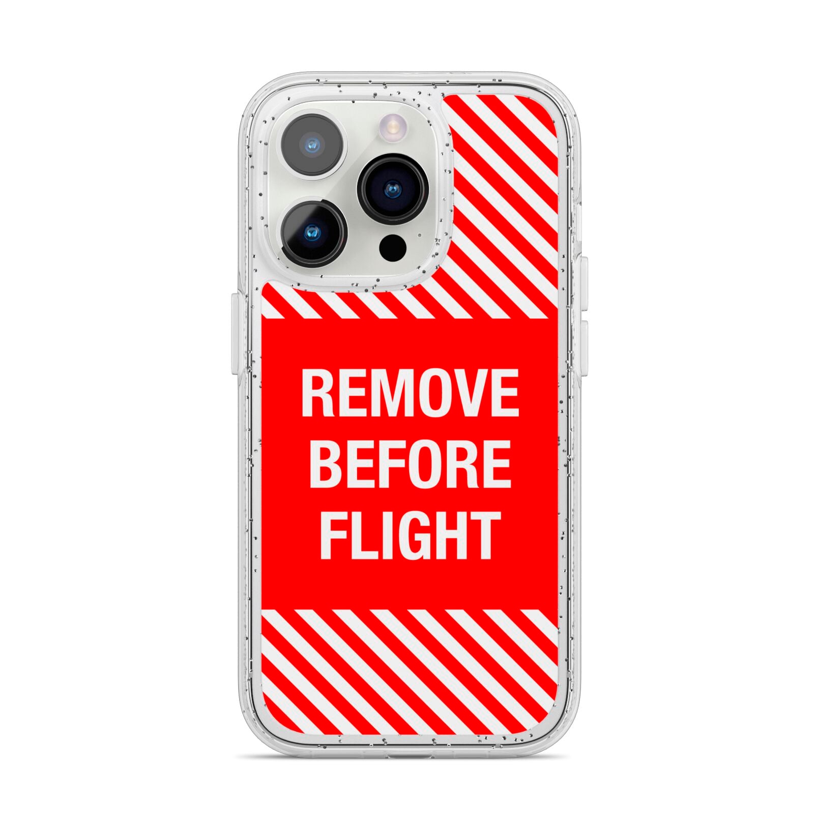Remove Before Flight iPhone 14 Pro Glitter Tough Case Silver