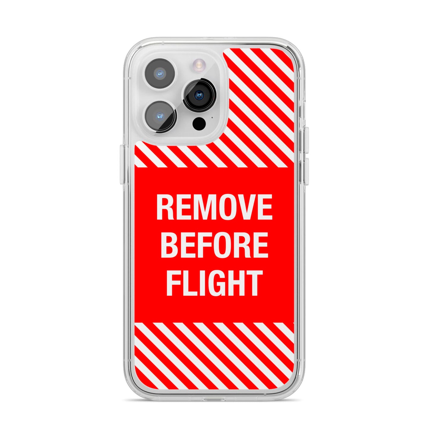 Remove Before Flight iPhone 14 Pro Max Clear Tough Case Silver