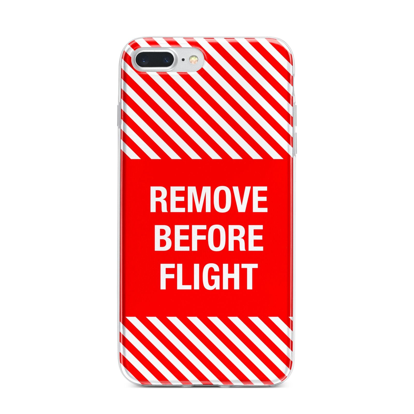 Remove Before Flight iPhone 7 Plus Bumper Case on Silver iPhone