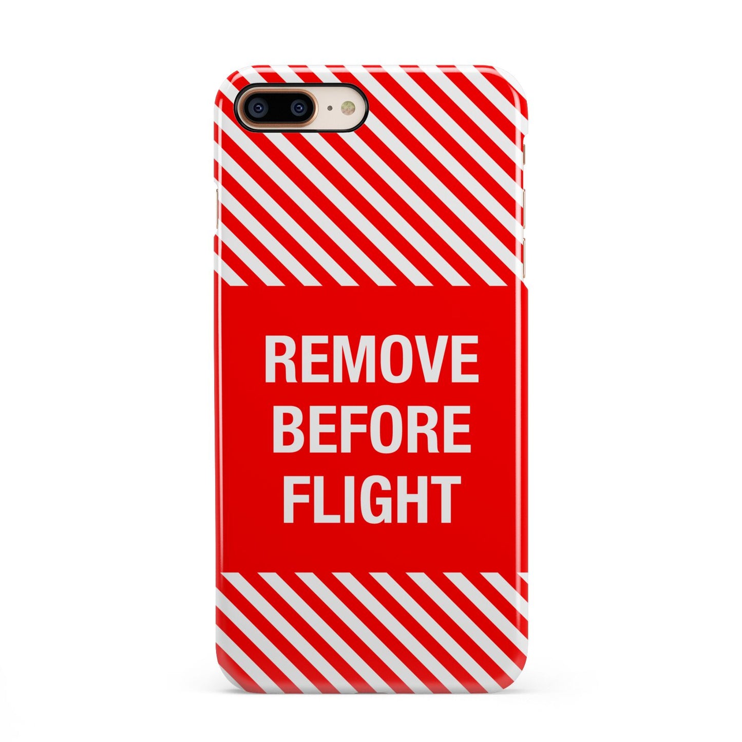 Remove Before Flight iPhone 8 Plus 3D Snap Case on Gold Phone