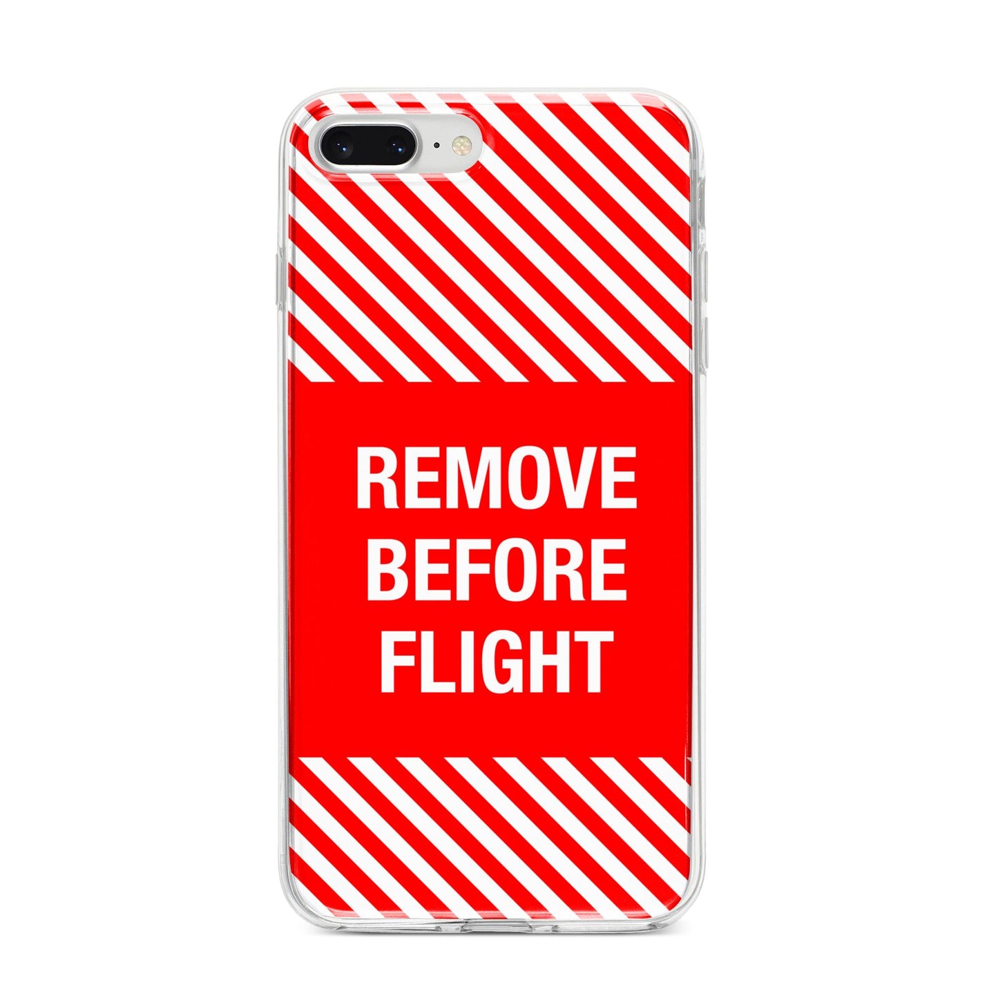 Remove Before Flight iPhone 8 Plus Bumper Case on Silver iPhone