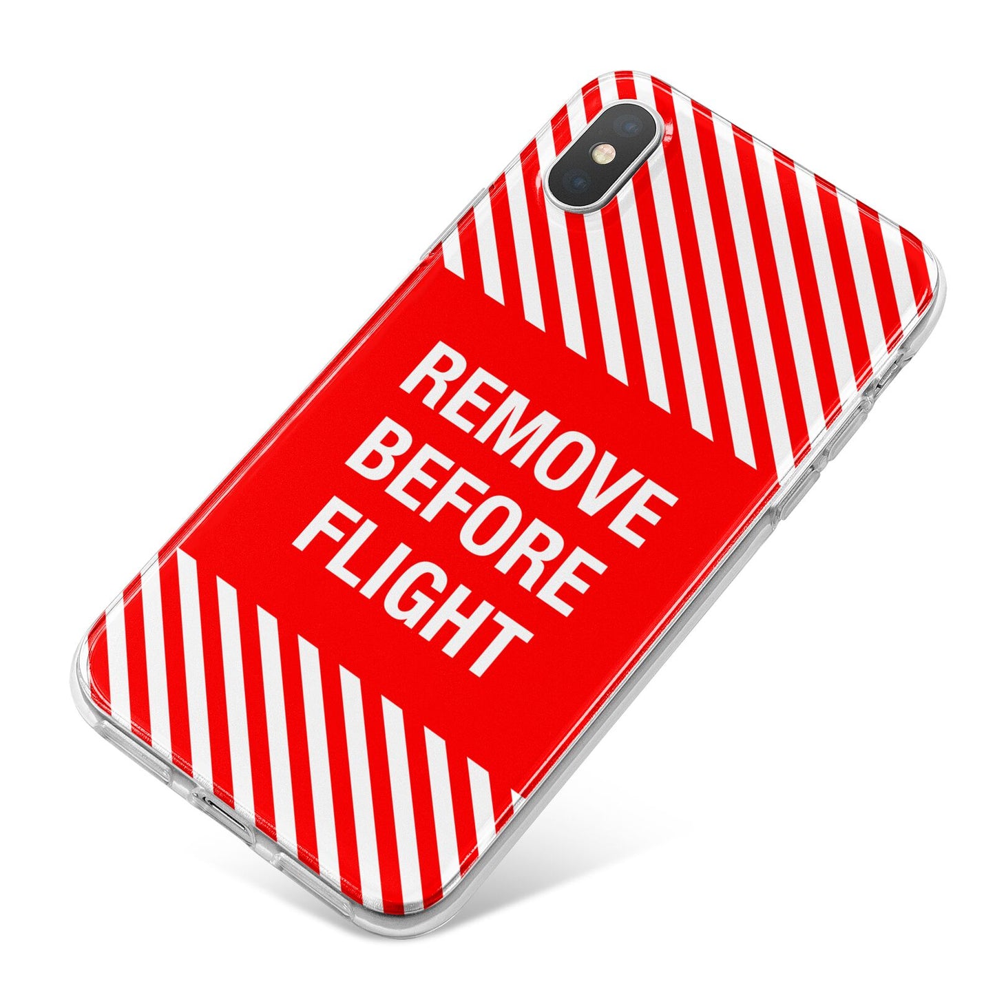 Remove Before Flight iPhone X Bumper Case on Silver iPhone