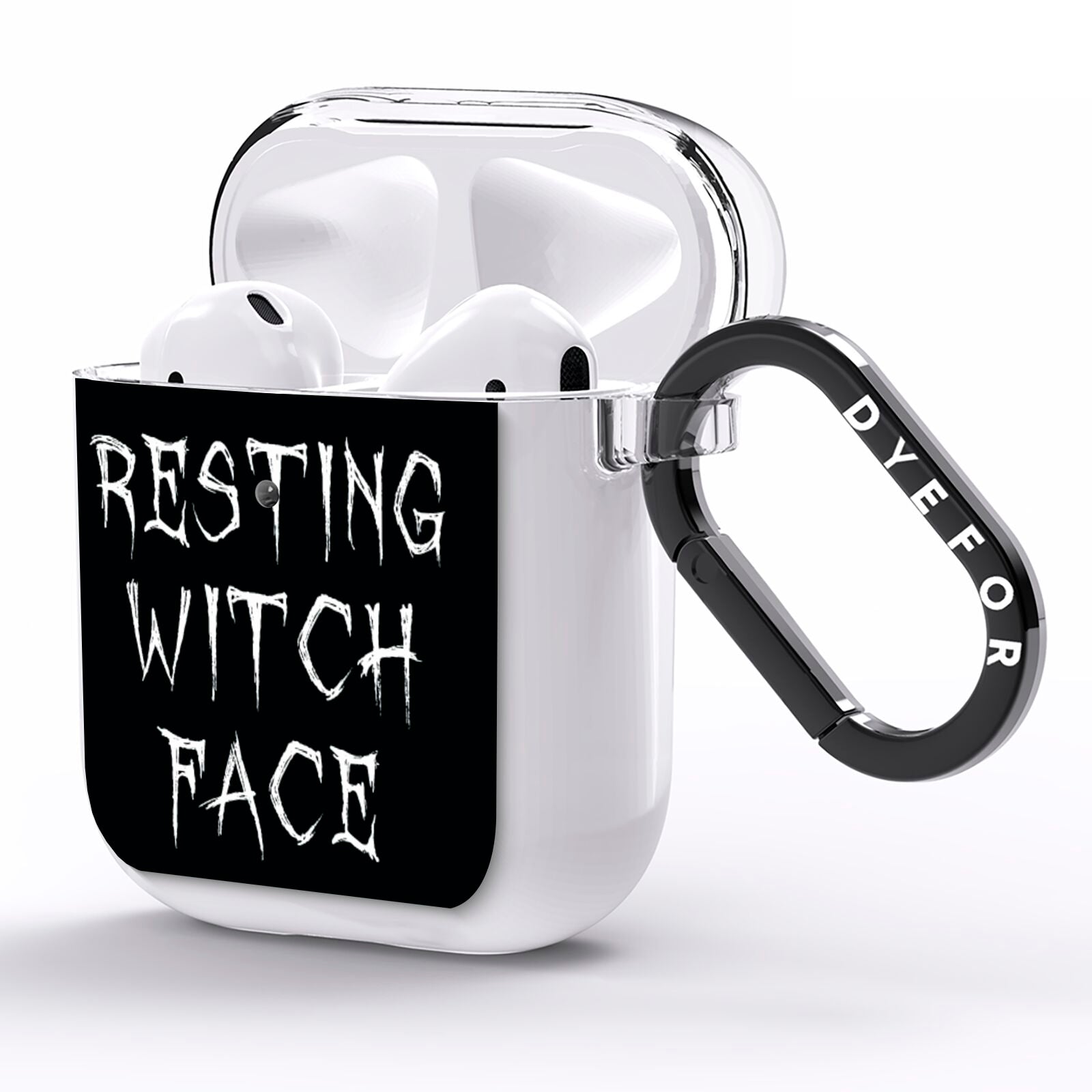Resting Witch Face AirPods Clear Case Side Image