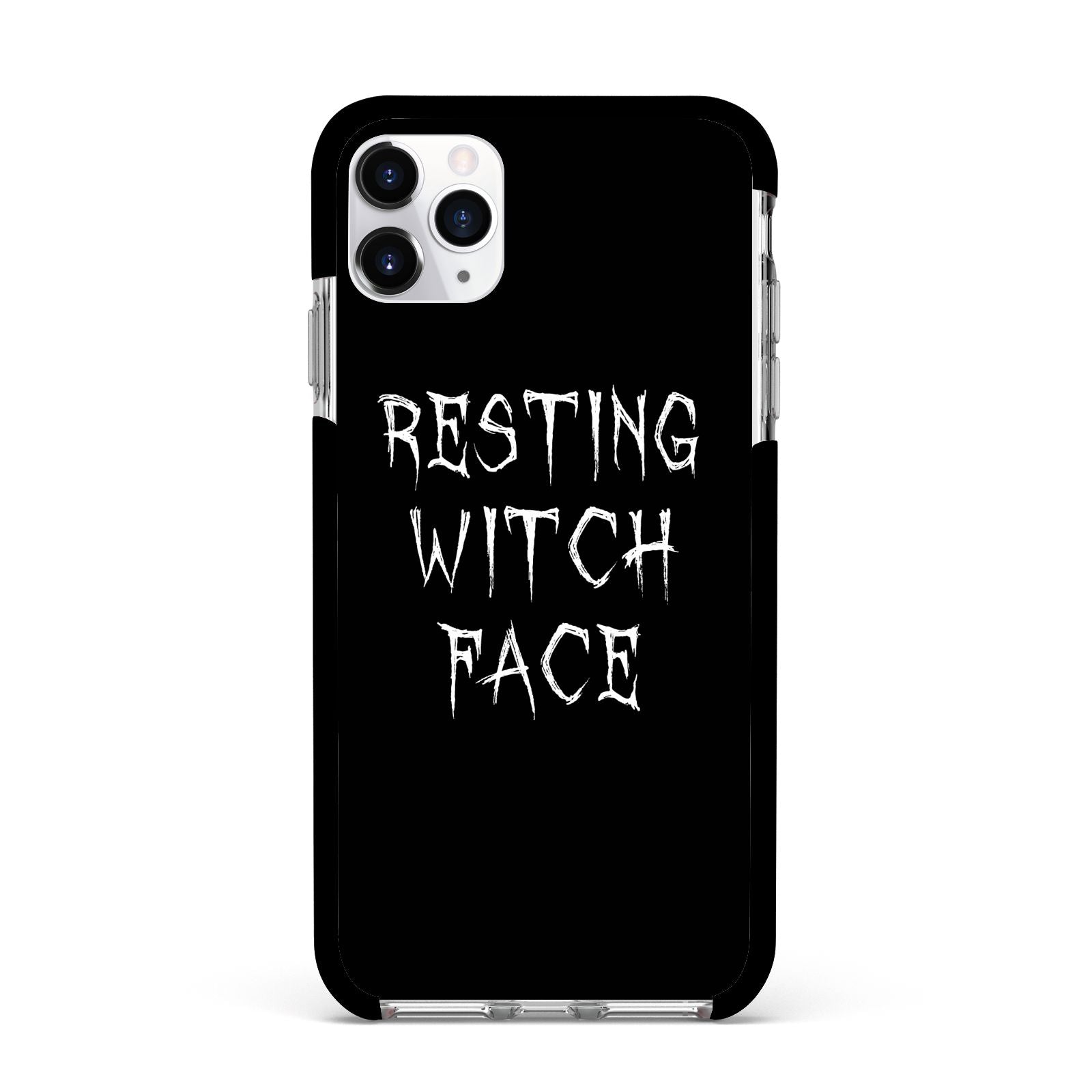 Resting Witch Face Apple iPhone 11 Pro Max in Silver with Black Impact Case
