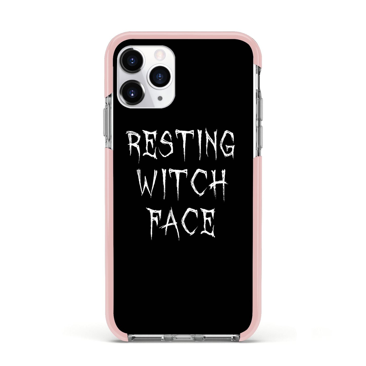 Resting Witch Face Apple iPhone 11 Pro in Silver with Pink Impact Case