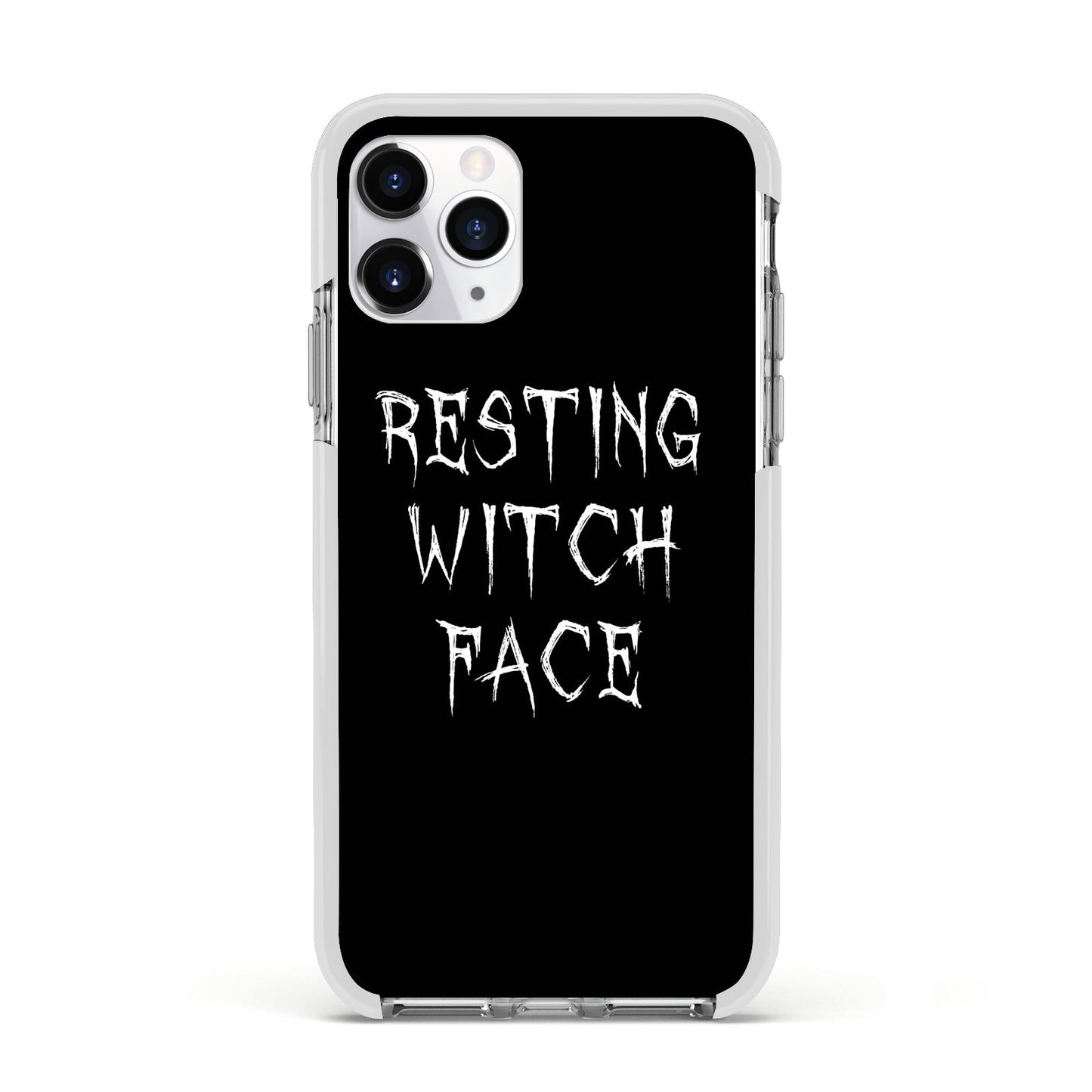 Resting Witch Face Apple iPhone 11 Pro in Silver with White Impact Case