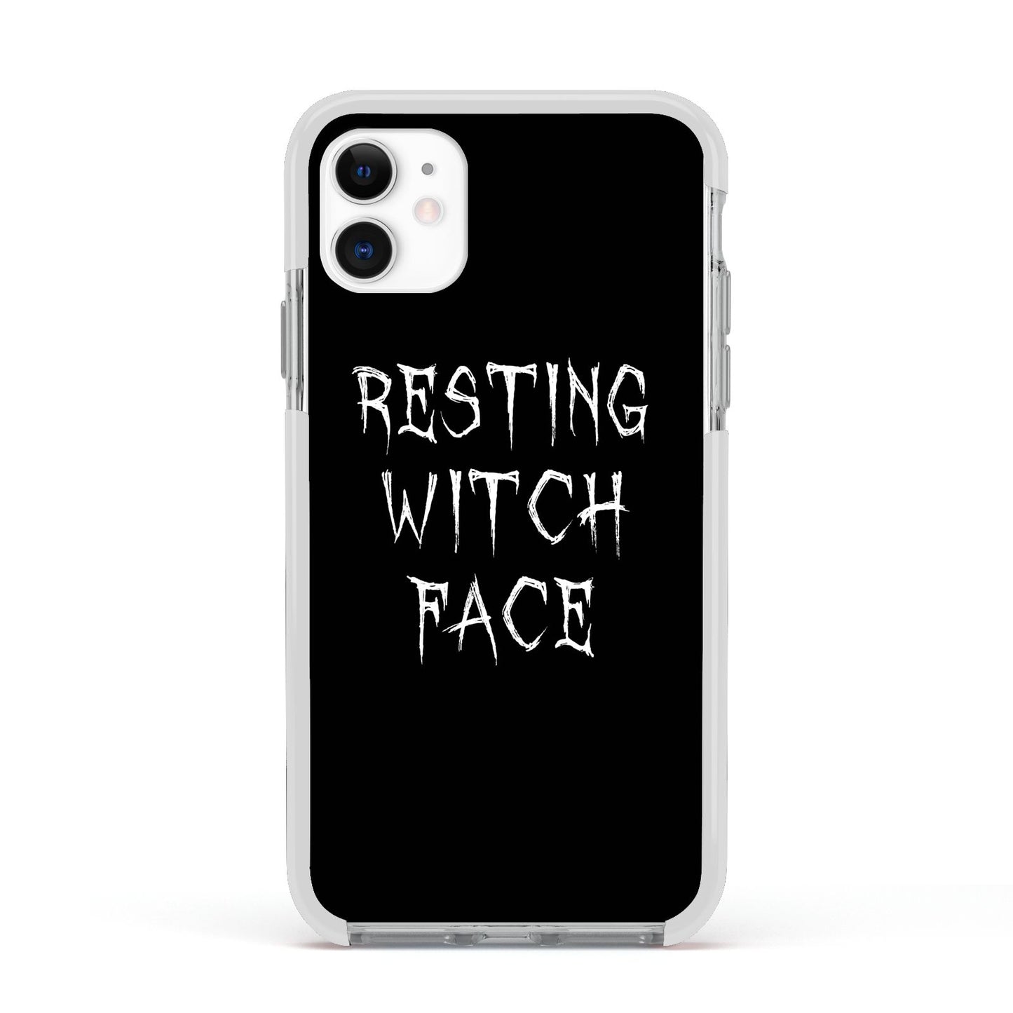 Resting Witch Face Apple iPhone 11 in White with White Impact Case