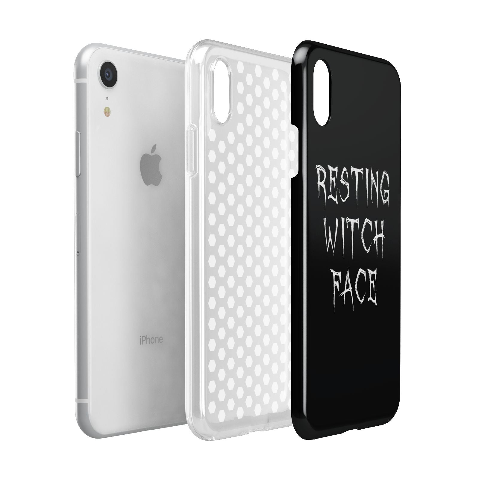 Resting Witch Face Apple iPhone XR White 3D Tough Case Expanded view
