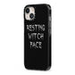Resting Witch Face iPhone 13 Black Impact Case Side Angle on Silver phone