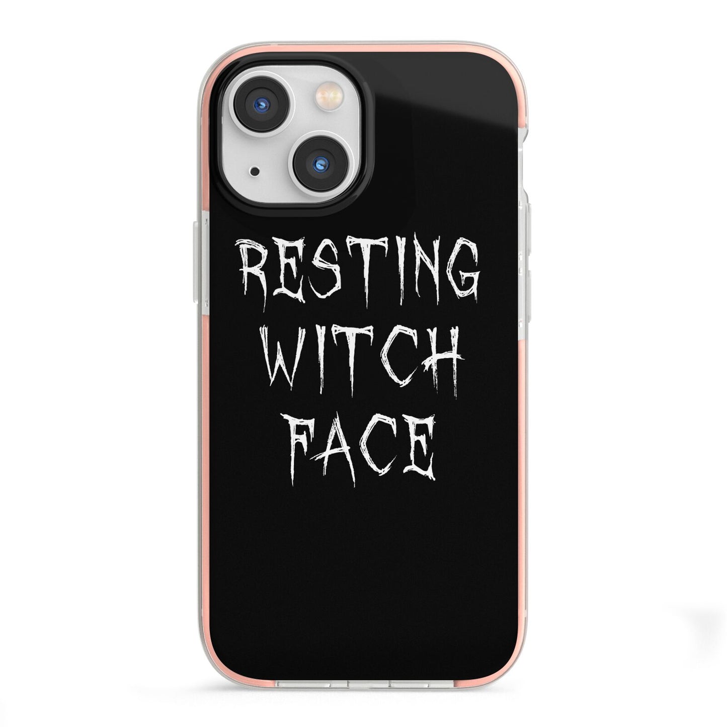 Resting Witch Face iPhone 13 Mini TPU Impact Case with Pink Edges