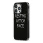 Resting Witch Face iPhone 13 Pro Black Impact Case Side Angle on Silver phone
