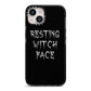 Resting Witch Face iPhone 14 Black Impact Case on Silver phone