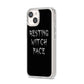 Resting Witch Face iPhone 14 Clear Tough Case Starlight Angled Image
