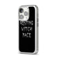 Resting Witch Face iPhone 14 Pro Clear Tough Case Silver Angled Image