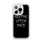 Resting Witch Face iPhone 14 Pro Clear Tough Case Silver