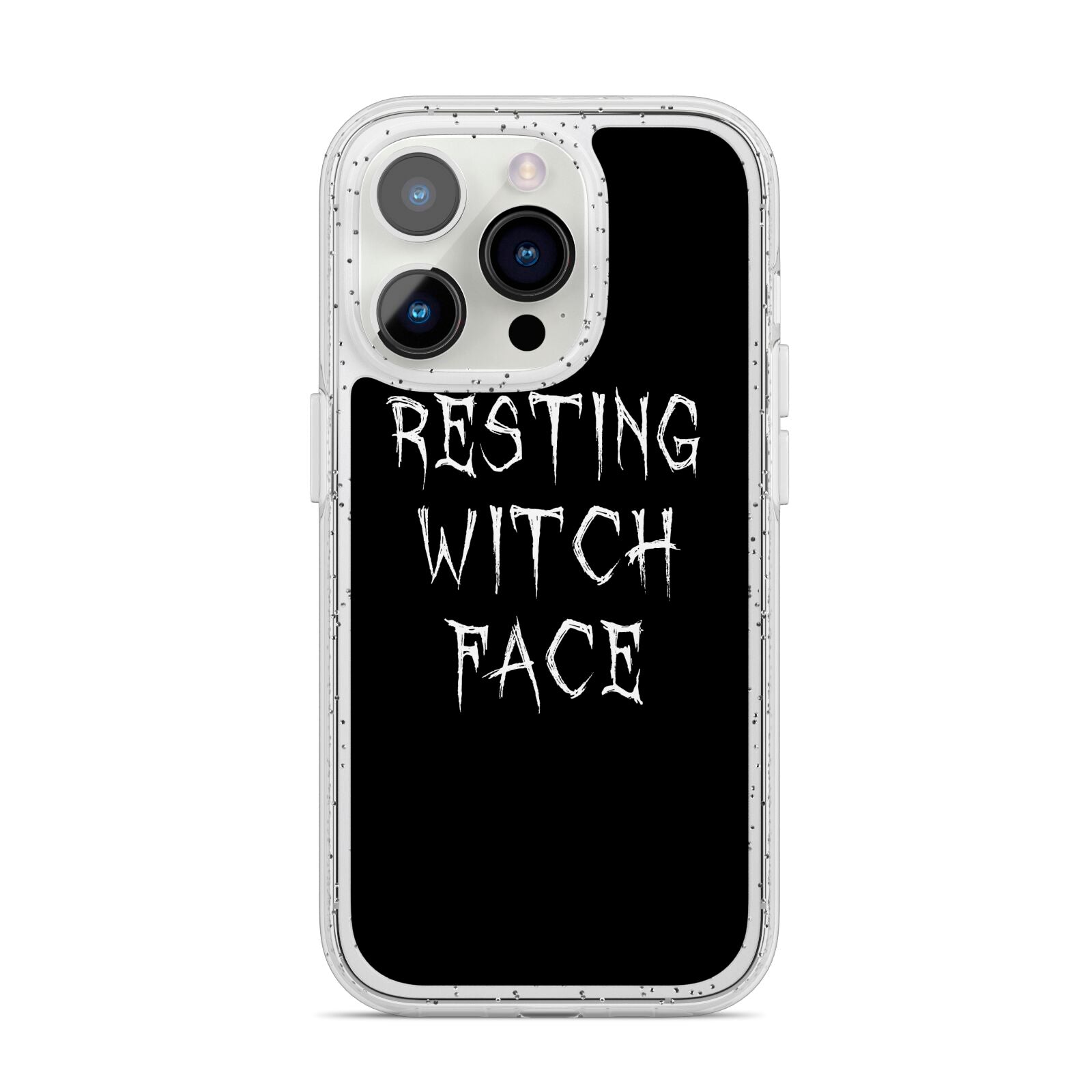 Resting Witch Face iPhone 14 Pro Glitter Tough Case Silver
