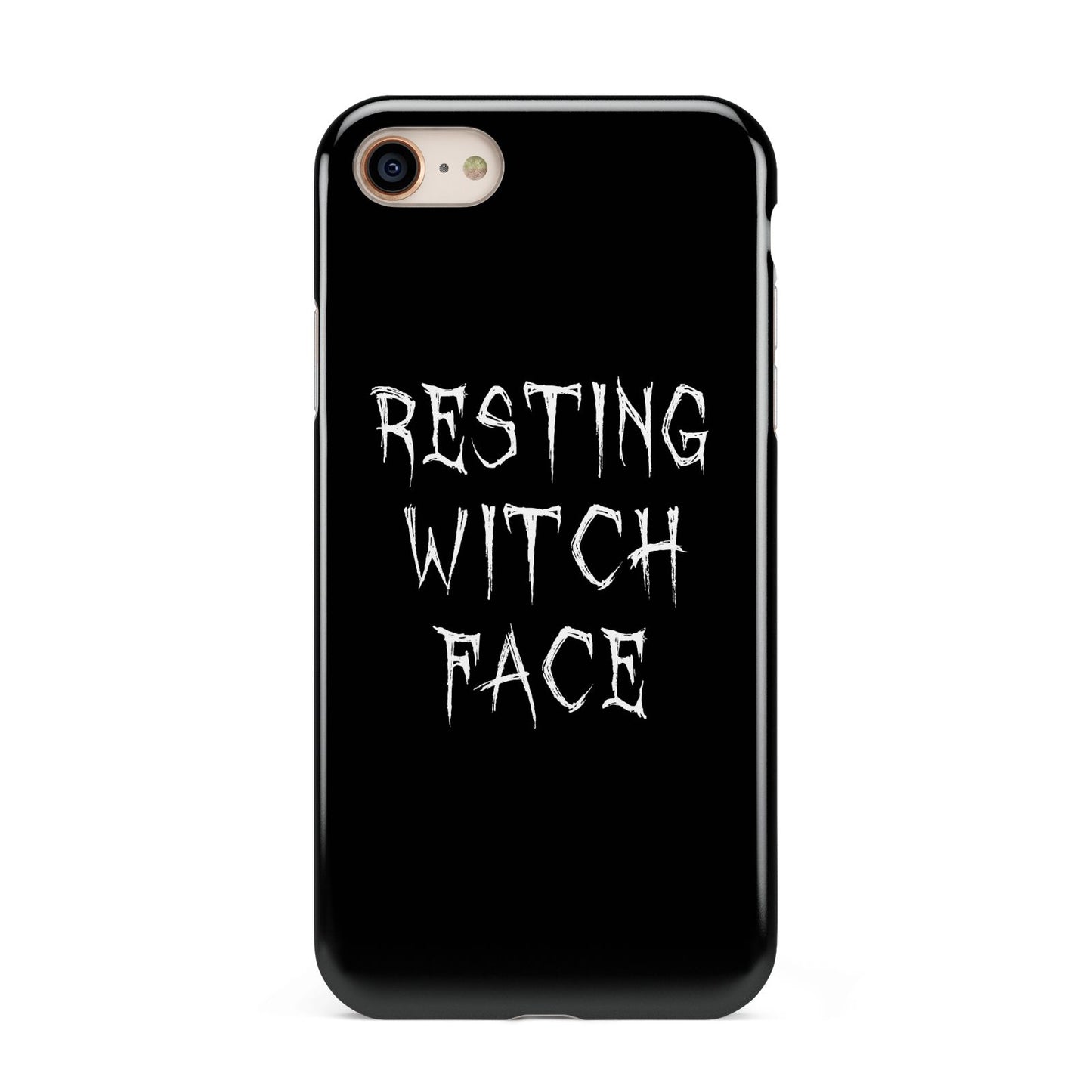 Resting Witch Face iPhone 8 3D Tough Case on Gold Phone