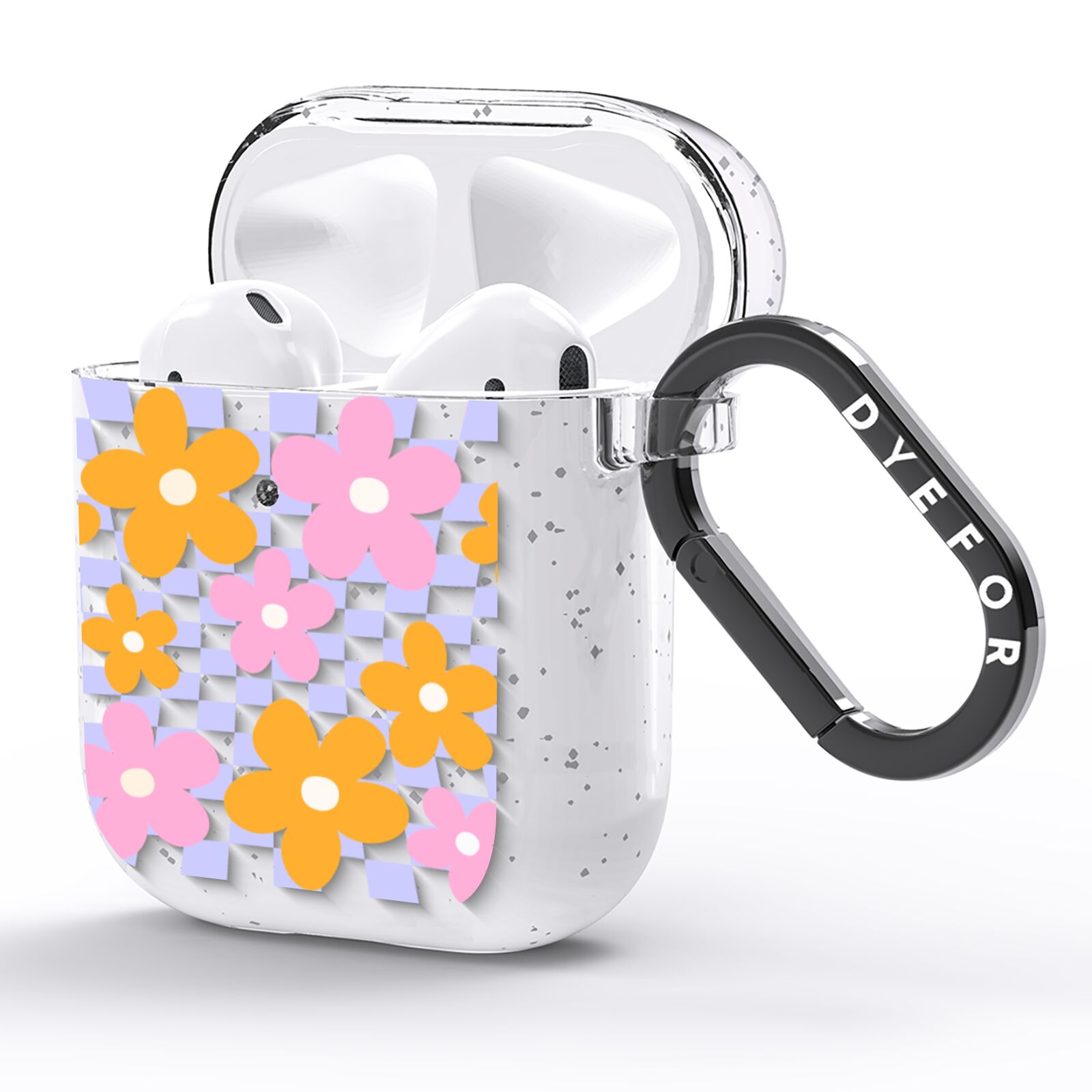 Retro Check Floral AirPods Glitter Case Side Image