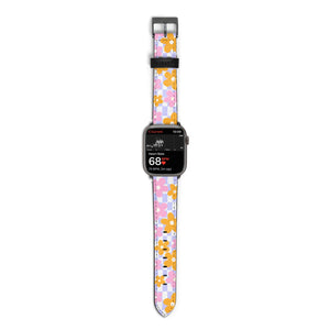 Retro Check Floral Watch Strap