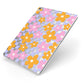 Retro Check Floral Apple iPad Case on Silver iPad Side View