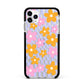 Retro Check Floral Apple iPhone 11 Pro Max in Silver with Black Impact Case
