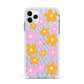 Retro Check Floral Apple iPhone 11 Pro Max in Silver with White Impact Case