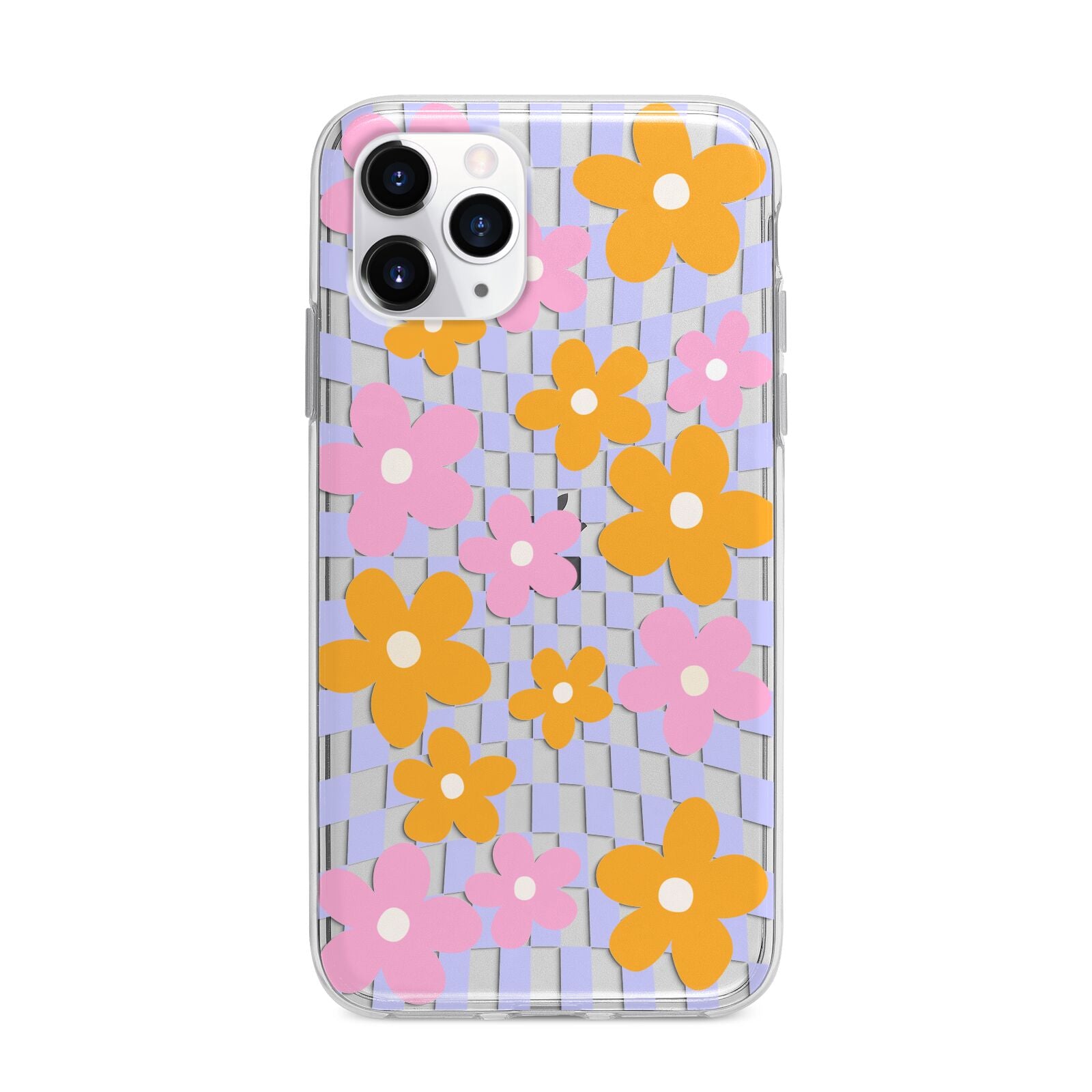 Retro Check Floral Apple iPhone 11 Pro in Silver with Bumper Case