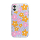 Retro Check Floral Apple iPhone 11 in White with Bumper Case
