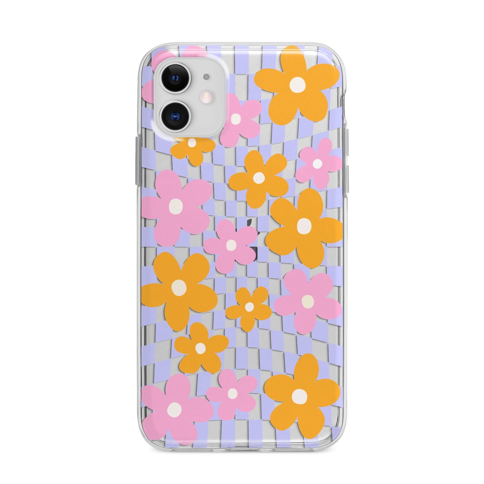 Retro Check Floral Apple iPhone 11 in White with Bumper Case