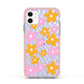 Retro Check Floral Apple iPhone 11 in White with Pink Impact Case