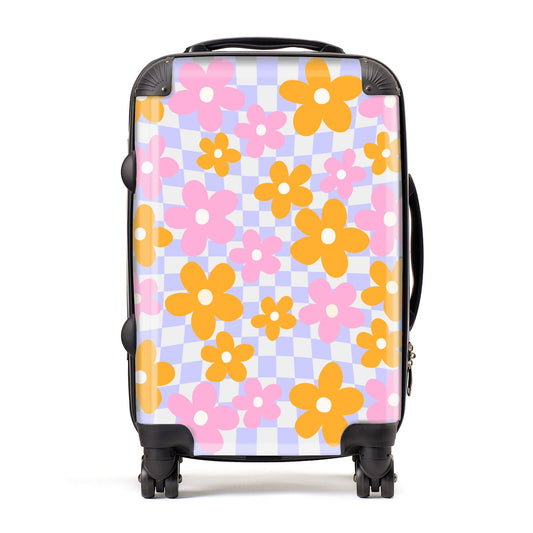 Retro Check Floral Suitcase