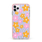 Retro Check Floral iPhone 11 Pro Max Impact Pink Edge Case