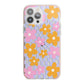 Retro Check Floral iPhone 13 Pro Max TPU Impact Case with Pink Edges