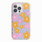 Retro Check Floral iPhone 13 Pro TPU Impact Case with Pink Edges