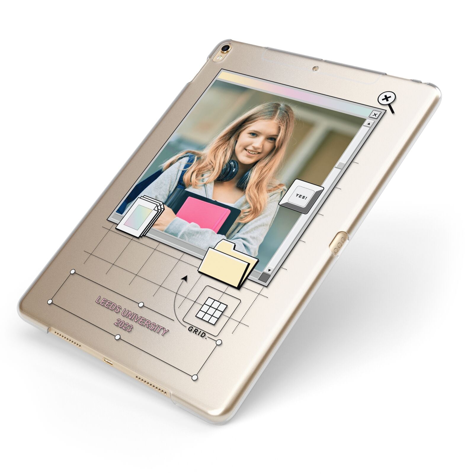 Retro Computer Photo Apple iPad Case on Gold iPad Side View