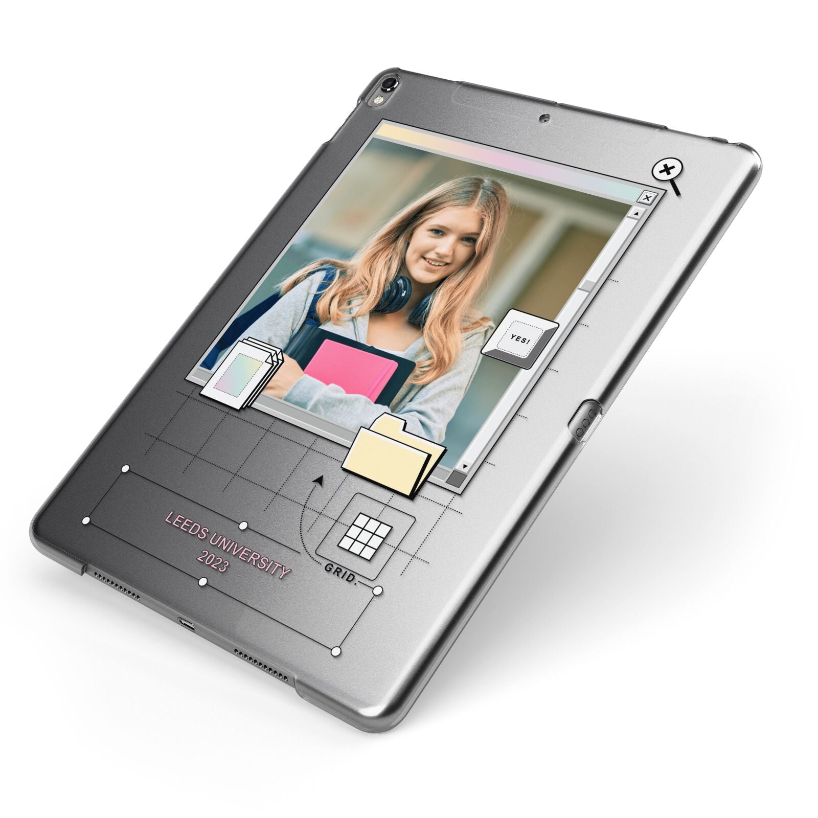 Retro Computer Photo Apple iPad Case on Grey iPad Side View