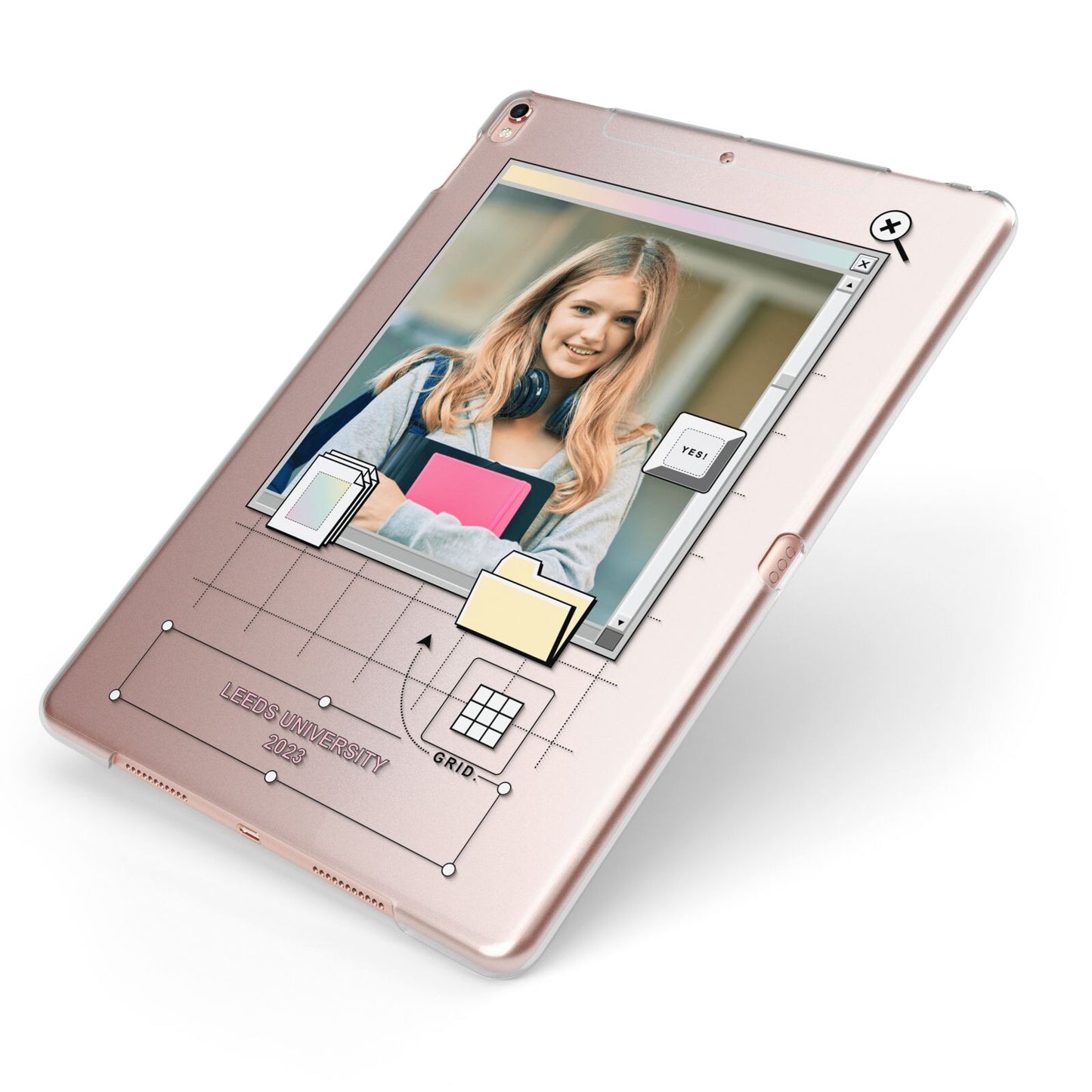 Retro Computer Photo Apple iPad Case on Rose Gold iPad Side View