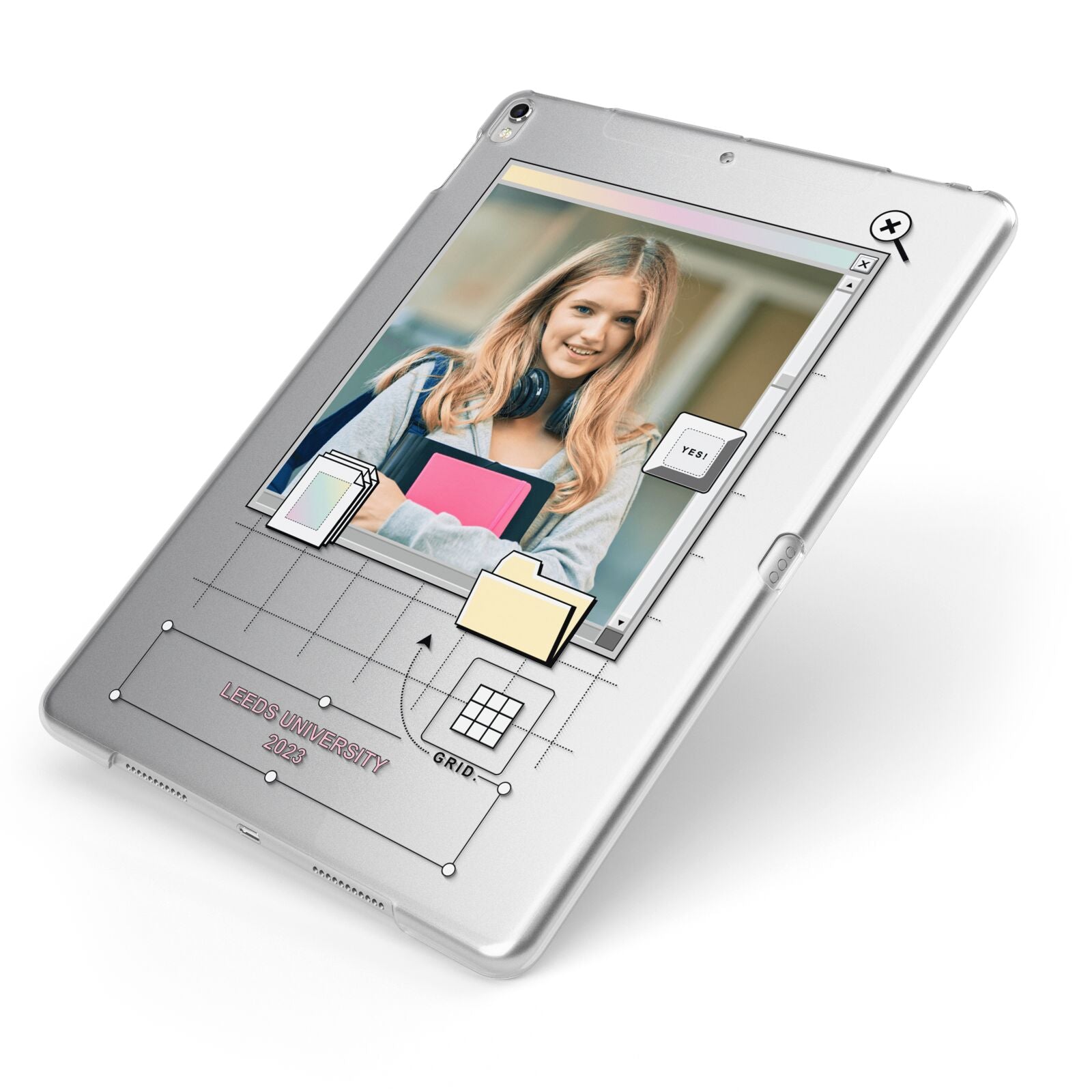 Retro Computer Photo Apple iPad Case on Silver iPad Side View