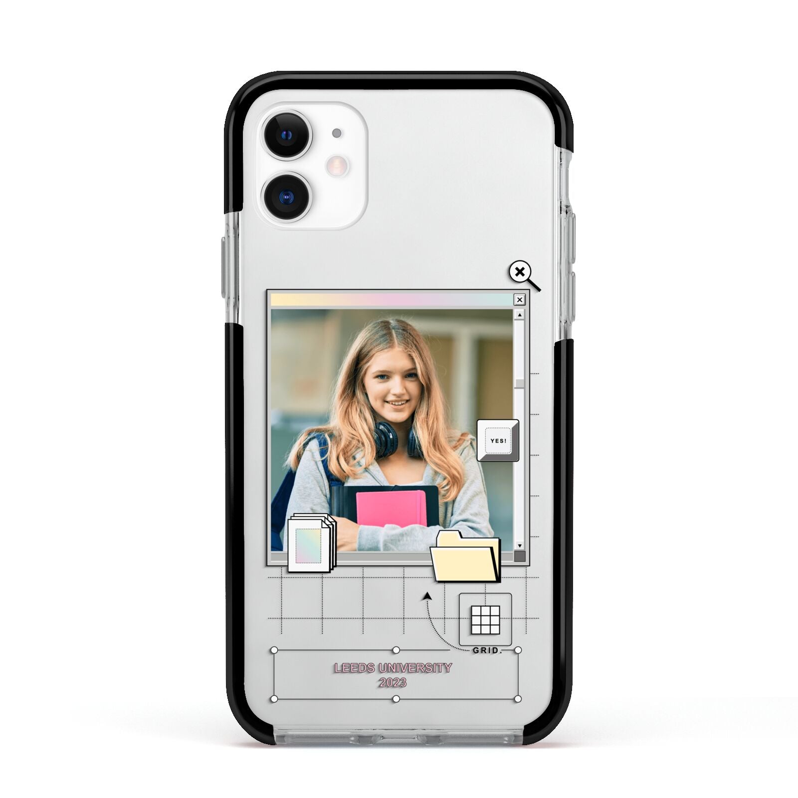 Retro Computer Photo Apple iPhone 11 in White with Black Impact Case