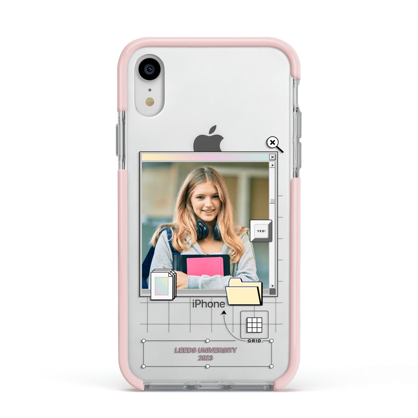 Retro Computer Photo Apple iPhone XR Impact Case Pink Edge on Silver Phone