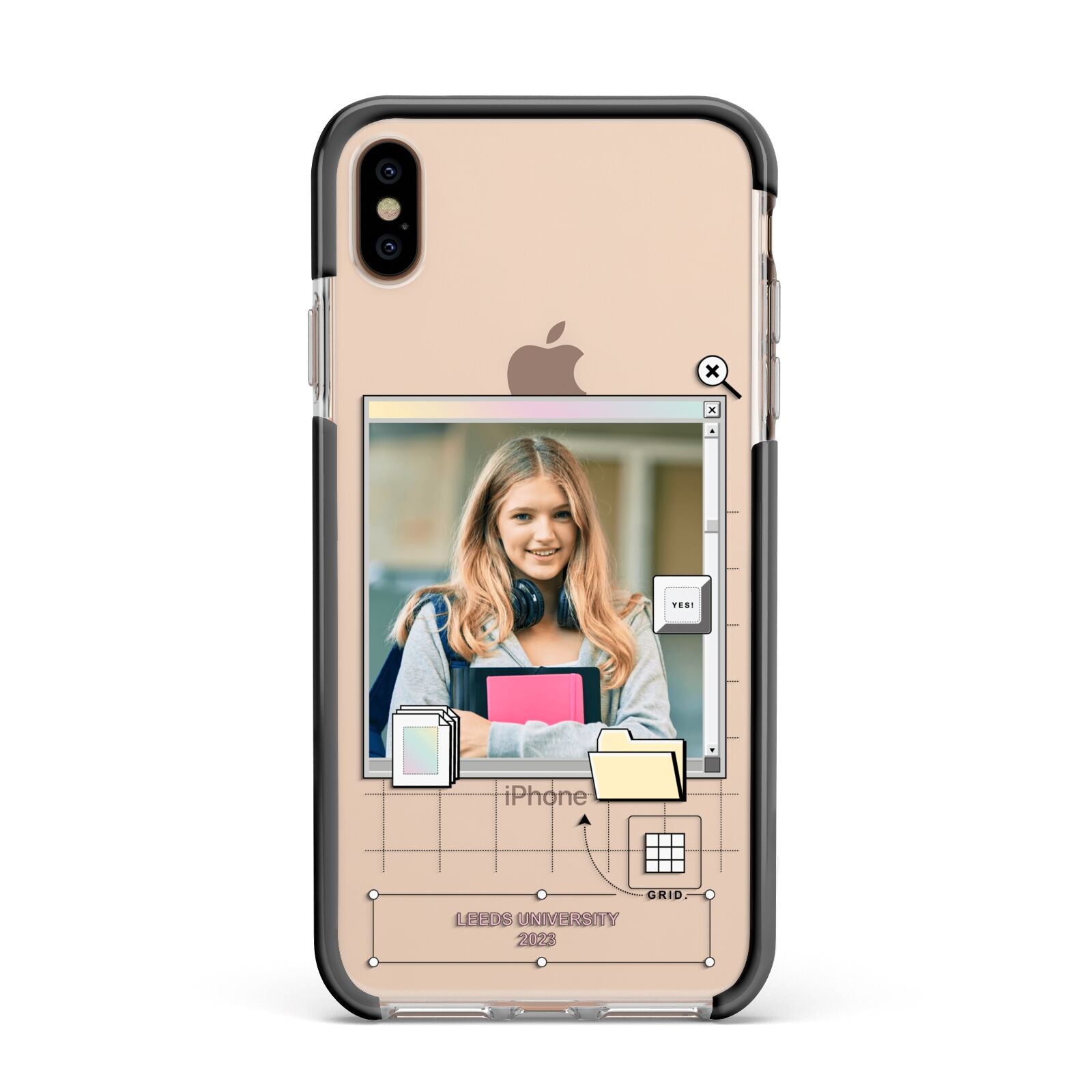 Retro Computer Photo Apple iPhone Xs Max Impact Case Black Edge on Gold Phone