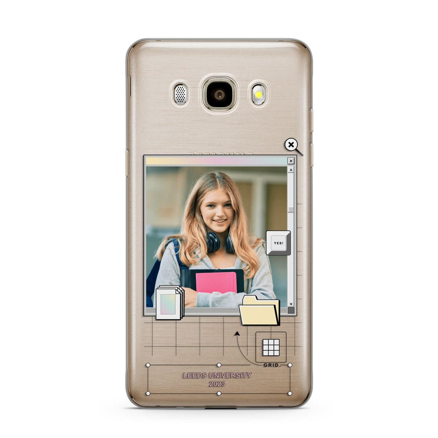 Retro Computer Photo Samsung Galaxy J7 2016 Case on gold phone